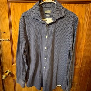 Michael Kors Blue Patterned Casual Button Down Shirt